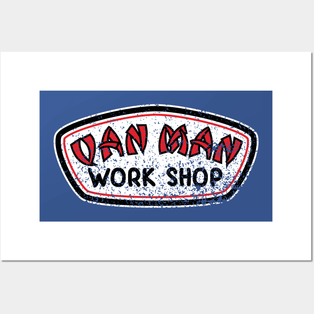 Van Man Work Shop, distressed Wall Art by CampWestfalia